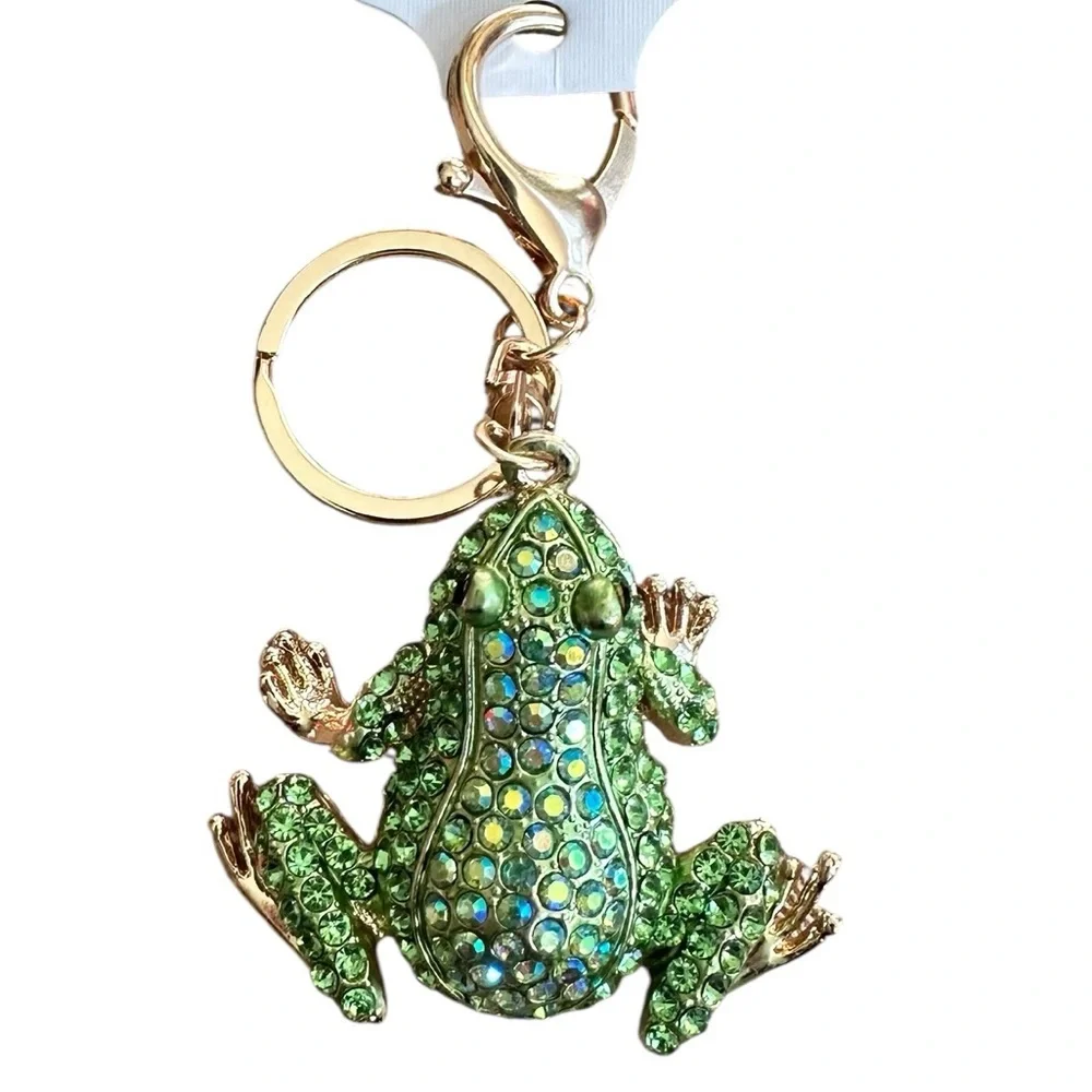 ✨ Whimsical Luxe — Green Crystal Frog Keychain | Sparkle Charm ✨